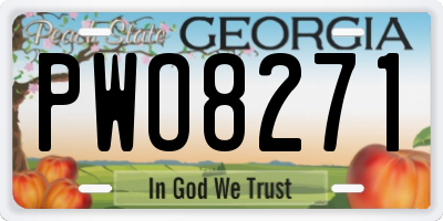 GA license plate PWO8271