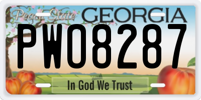 GA license plate PWO8287