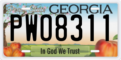 GA license plate PWO8311