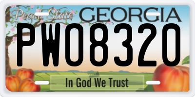 GA license plate PWO8320