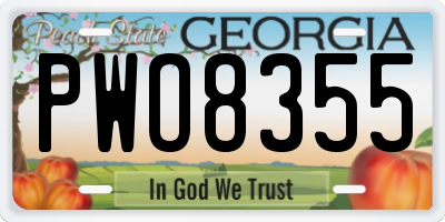 GA license plate PWO8355