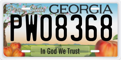 GA license plate PWO8368