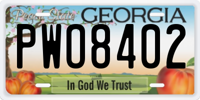 GA license plate PWO8402