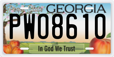 GA license plate PWO8610