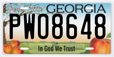 GA license plate PWO8648