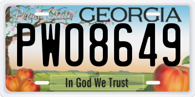 GA license plate PWO8649