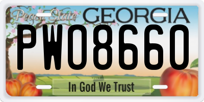 GA license plate PWO8660