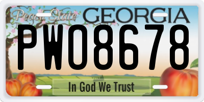 GA license plate PWO8678