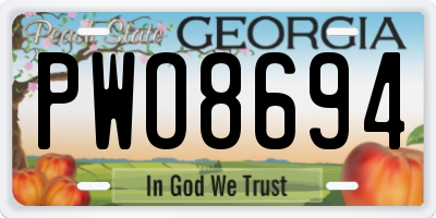 GA license plate PWO8694