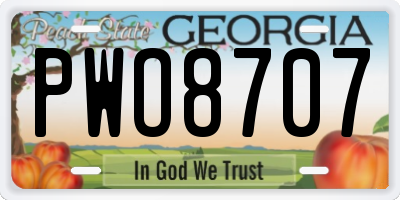 GA license plate PWO8707