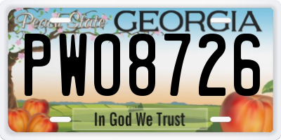 GA license plate PWO8726