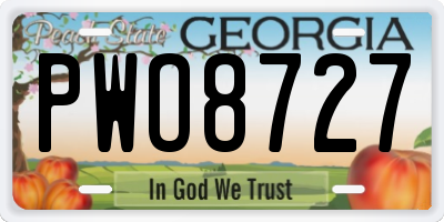 GA license plate PWO8727