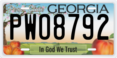 GA license plate PWO8792