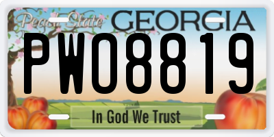 GA license plate PWO8819