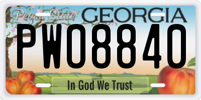 GA license plate PWO8840