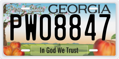 GA license plate PWO8847