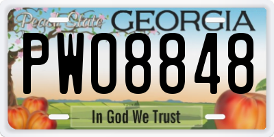 GA license plate PWO8848