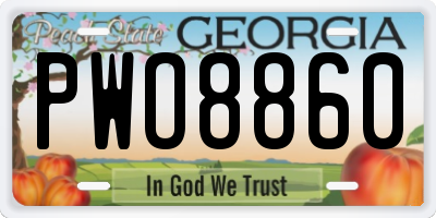 GA license plate PWO8860