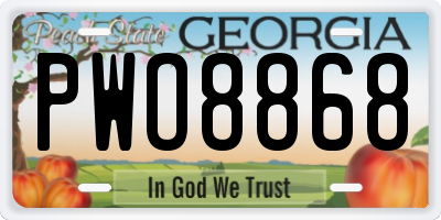 GA license plate PWO8868