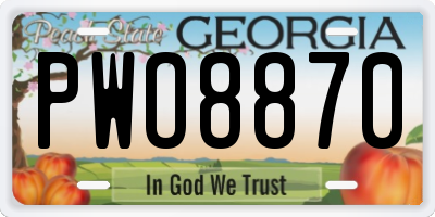 GA license plate PWO8870