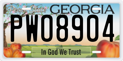 GA license plate PWO8904