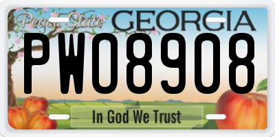 GA license plate PWO8908