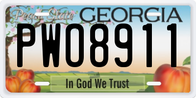 GA license plate PWO8911