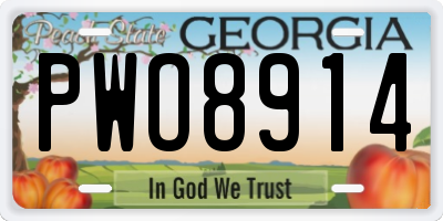 GA license plate PWO8914