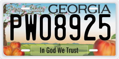 GA license plate PWO8925