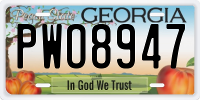 GA license plate PWO8947