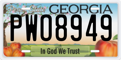 GA license plate PWO8949