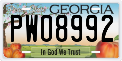 GA license plate PWO8992