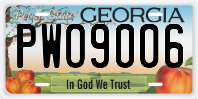 GA license plate PWO9006