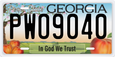 GA license plate PWO9040