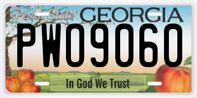 GA license plate PWO9060
