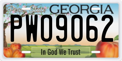 GA license plate PWO9062