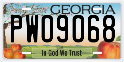 GA license plate PWO9068