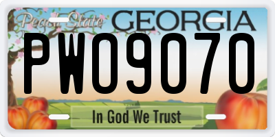 GA license plate PWO9070