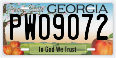 GA license plate PWO9072
