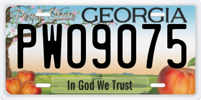 GA license plate PWO9075