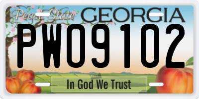 GA license plate PWO9102