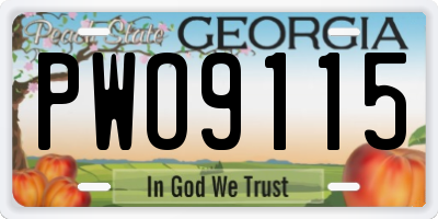 GA license plate PWO9115