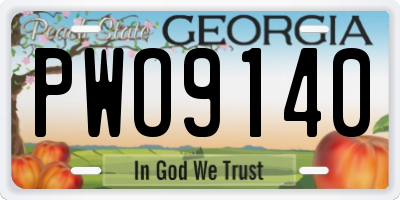 GA license plate PWO9140