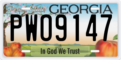 GA license plate PWO9147