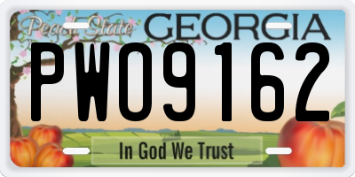 GA license plate PWO9162