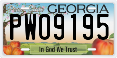 GA license plate PWO9195