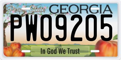 GA license plate PWO9205