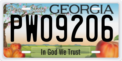 GA license plate PWO9206