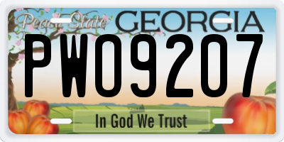 GA license plate PWO9207