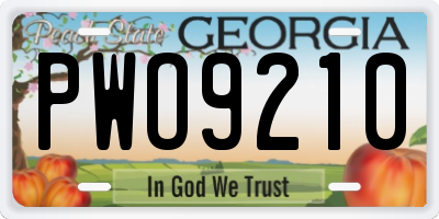 GA license plate PWO9210